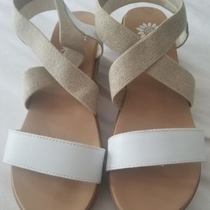 Yellow box white sandals